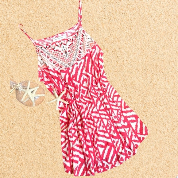 BEACH LUNCH LOUNGE Red and White Geometric Design Babydoll Top Size XS - Picture 10 of 10